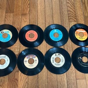Lot of 8- 45 7” Vinyl Records Don Ho Donna Summer Johnny Rivers Rex Smith jacks